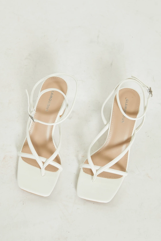 Glamorous White Strappy Block Heel Sandals - Glamorous