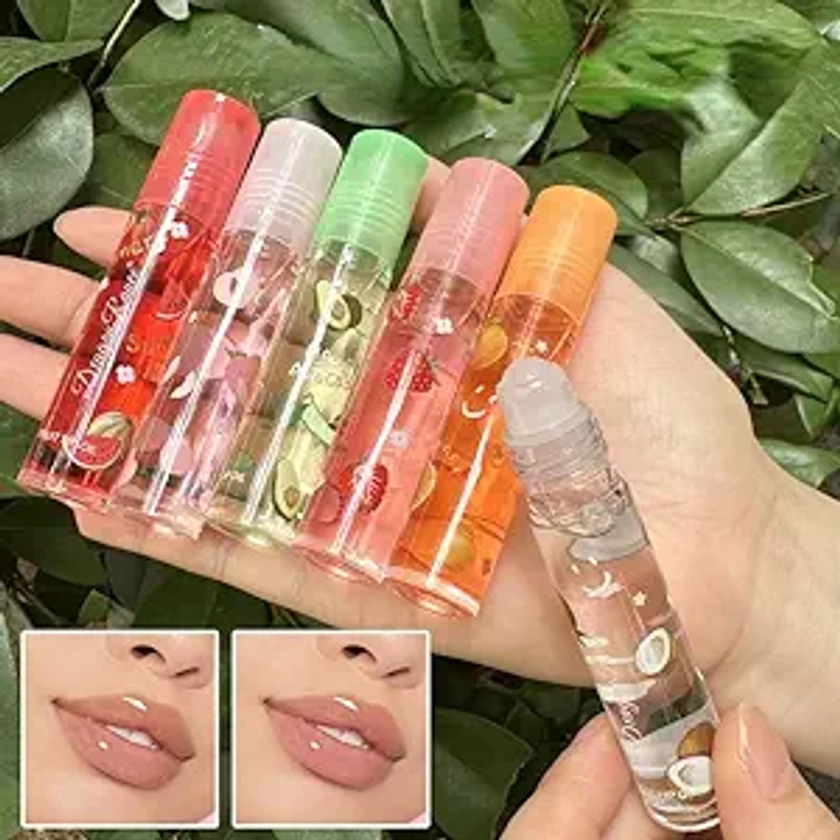 1pcs Hydrating Lip Glow Oil, Roll On Lip Oil Plumpimg Lip Balm Long Lasting Non Sticky Lip Gloss Transparent Colorless Moisturizing Lip Lotion (Random Color)