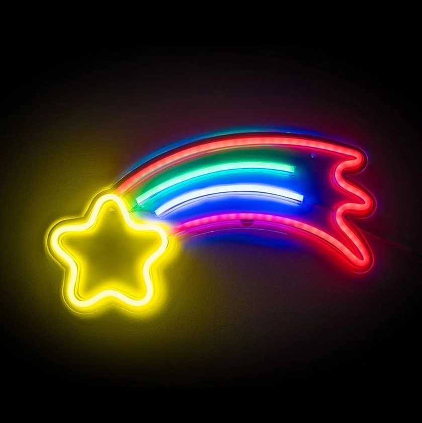 Shooting Star Neon LED Light Sign Wall Lamp Decor Colourful Hanging Acrylic Art for Kids Teens Girls Room Party Bar Club Decoration Gift USB Powered & Plug in Lighting : Amazon.co.uk: Lighting