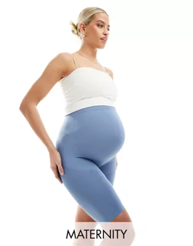 Mamalicious - Short de grossesse gainant recouvrant le ventre - Bleu jean
