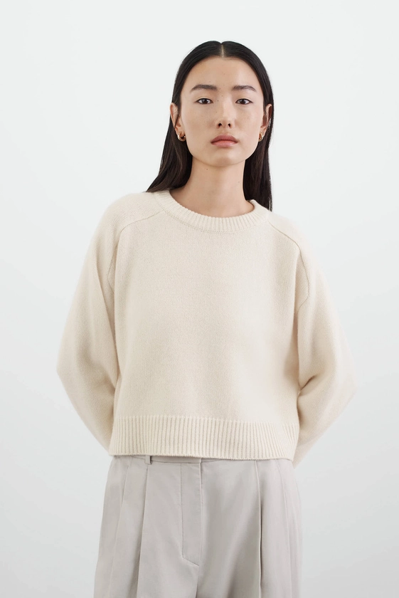 Cashmere Top - O-Necks - Feather White | Soft Goat 