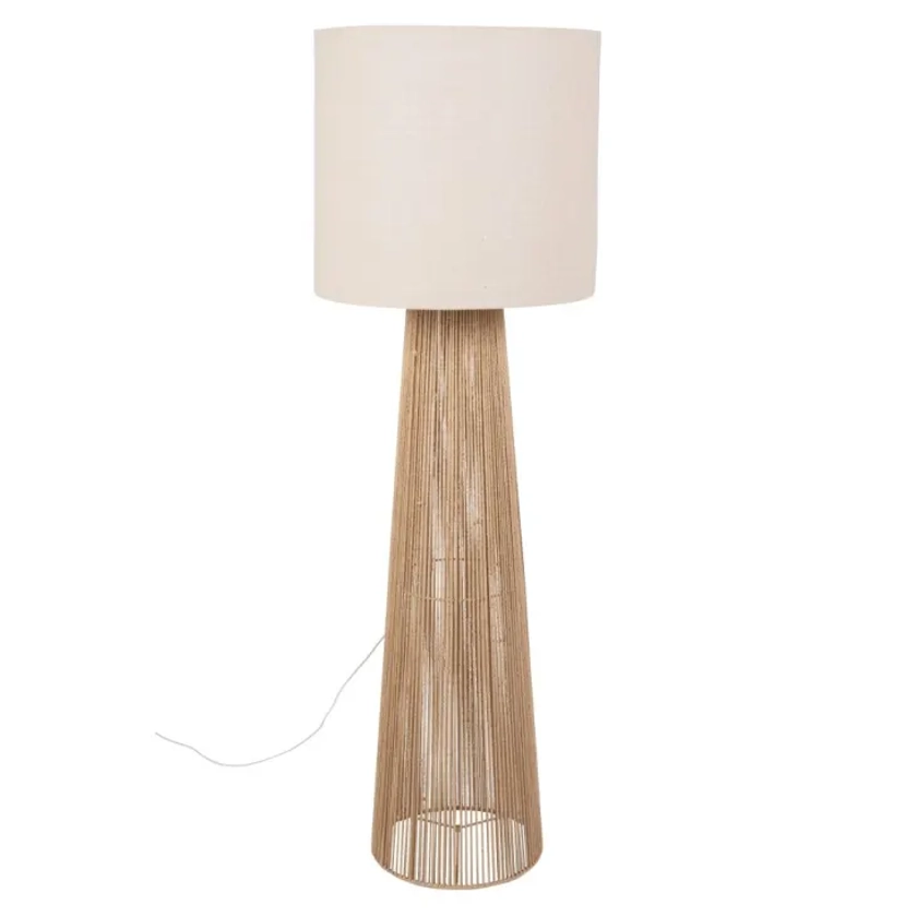 Lampadaire en papier et abat-jours en polyester recyclé beige H141 Kata | Maisons du Monde