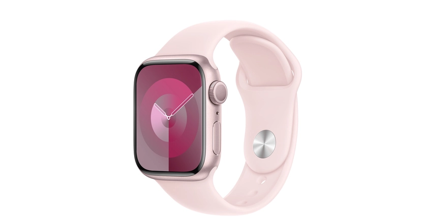 Refurbished Apple Watch Series 9 GPS, 41mm Pink Aluminum Case with S/M Light Pink Sport Band