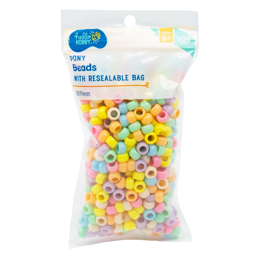 Hello Hobby Pony Beads, Candy-Colored, 500-Pack, Boys and Girls, Child, Ages 6+