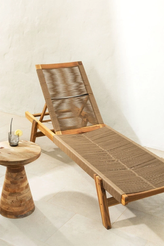 Chaise longue inclinable en bois d'acacia Tenay