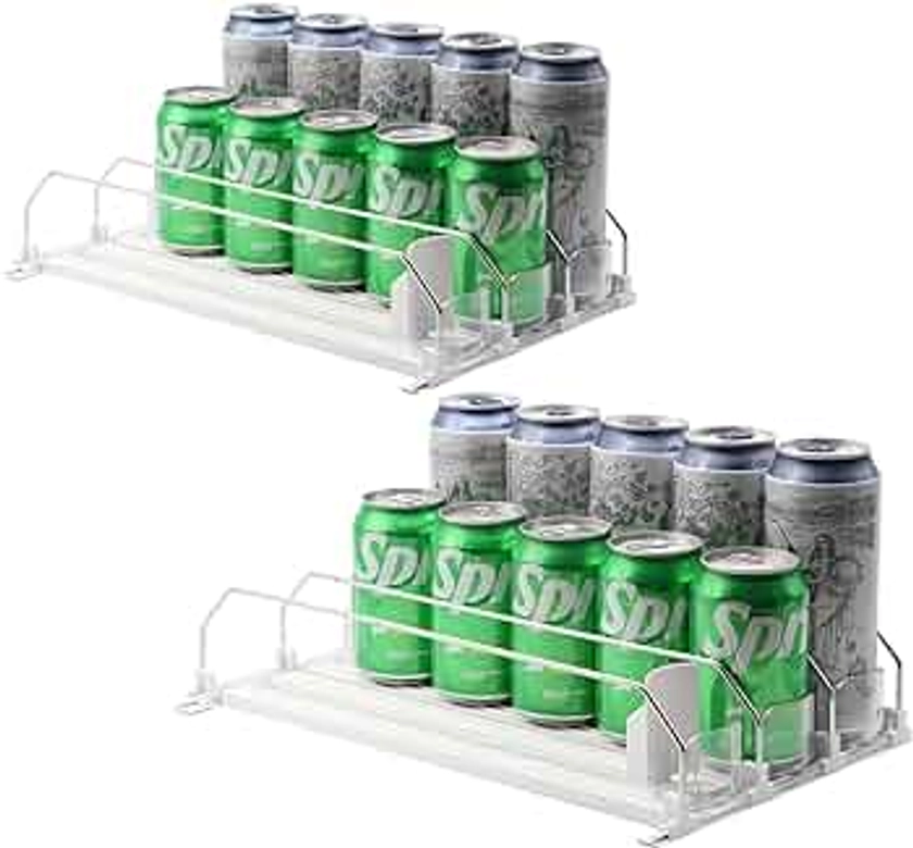 Assembly-Free Drink Dispenser for Fridge,Soda Can Dispenser for Refrigerator with Pusher Glide - Holds up to 30 Cans