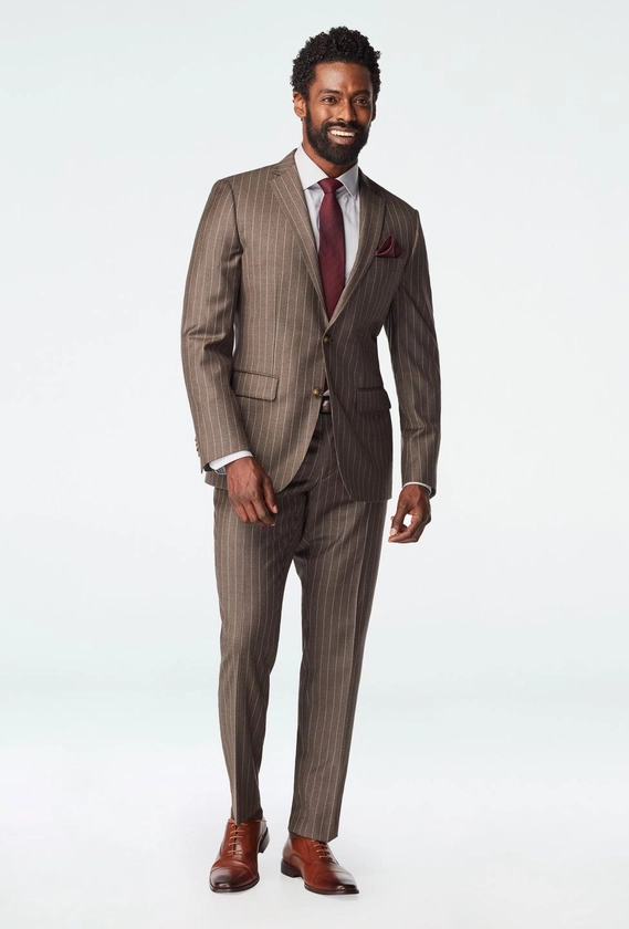Custom Suits Made For You - Reigate Stripe Brown Suit | INDOCHINO