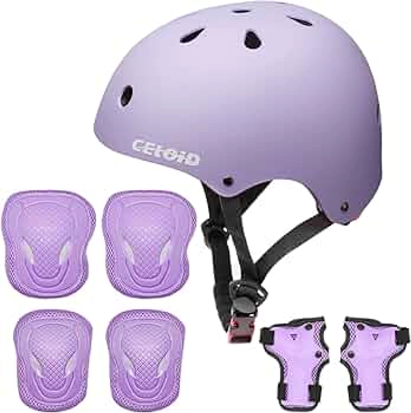 Kids Bike Skateboard Helmet Pad Set,Toddler Cyling Protective Gear Knee & Elbow Pads Wrist Guards for 5-8-10-12-14-16 Years Girls Boys Bicycle Scooter Roller Skate Inline Skating Rollerblading