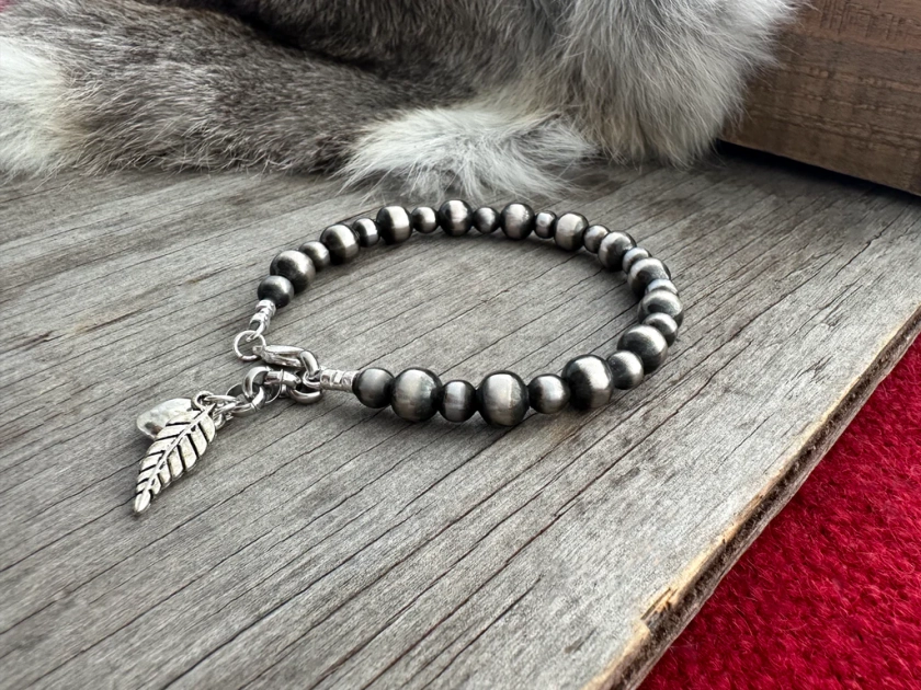 Navajo Pearl Handmade Bracelet ~ 6mm and 8mm German Silver Beads!