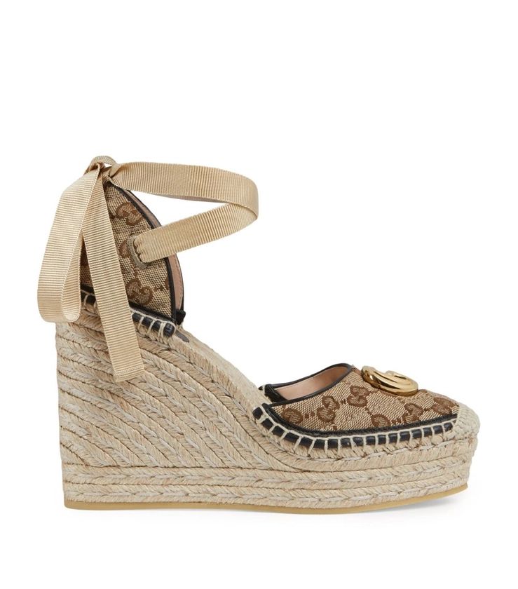 Womens Gucci neutrals Double G Wedge Sandals 120mm | Harrods # {CountryCode}