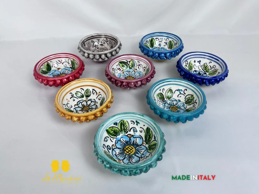 Caltagirone Pigna ceramic bowl 13 cm - various colours