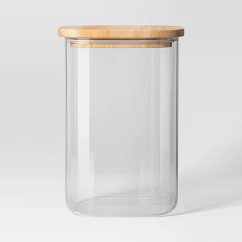 80oz Glass Square Food Storage Canister with Wood Lid - Threshold™