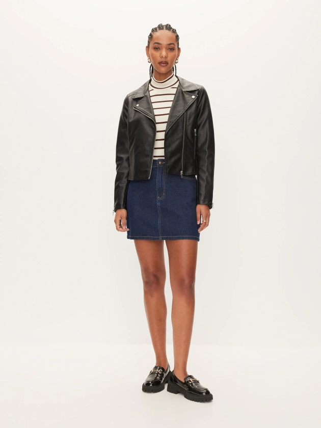 Faux Leather Biker Jacket - Dotti Online