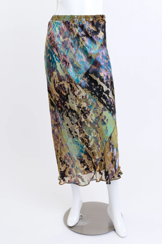 Shibori Silk Burnout Midi Skirt