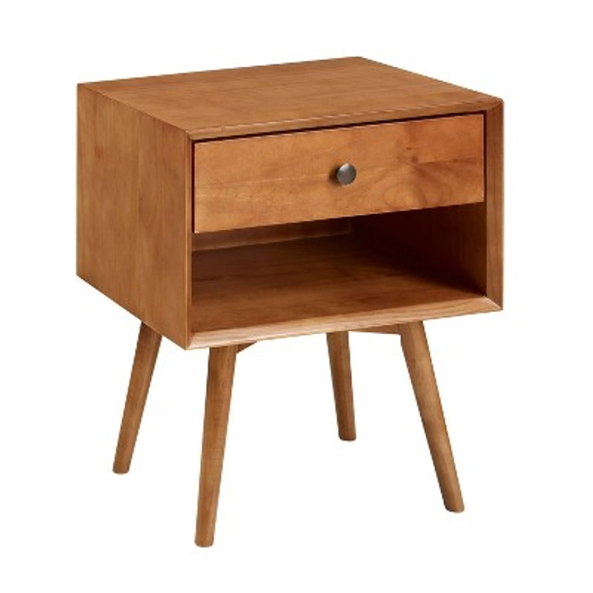 Greenberg 1 Drawer Mid-Century Modern Solid Wood Nightstand - Saracina Home