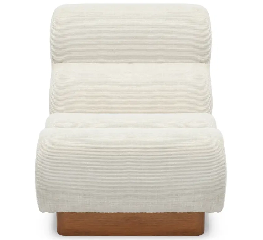 COZY Fauteuil modulable, Tweed crème & bois blond