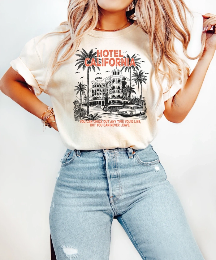 Hotel California Shirt, Retro 70s Graphic T-Shirt, Woman Shirt, Gift for Music Lovers, Retro Summer Shirt, The Eagles T-Shirt