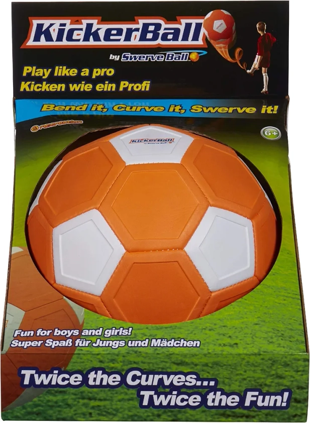 STAY ACTIVE KICKERBALL by Swerve Ball Football Toy Size 4 Aerodynamic Panels for Swerve Tricks, Indoor & Outdoor, As Seen On TV, Unisex, Orange White : Amazon.co.uk: Toys & Games