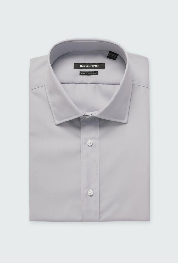 Men's Dress Shirts - Helston Anti-Wrinkle Gray Shirt | INDOCHINO
