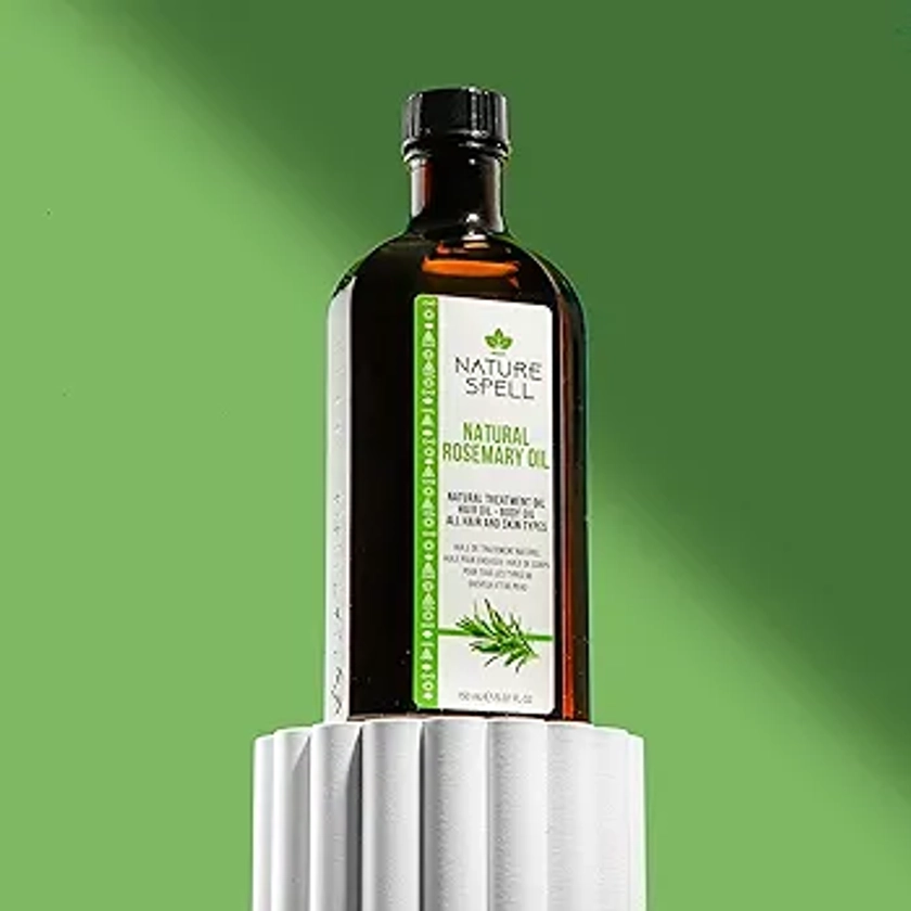 Nature Spell Rosemary Oil for Hair with Hair Oil Applicator Bottle Comb 150ml – Rosemary Oil for Hair Growth – Treat Dry Damaged Hair to Target Hair Loss with Precision Oil Applicator Comb Bottle