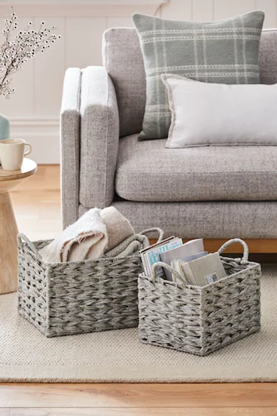 Buy Grey Plastic Wicker Set of 2 Storage Basket from the Next UK online shop