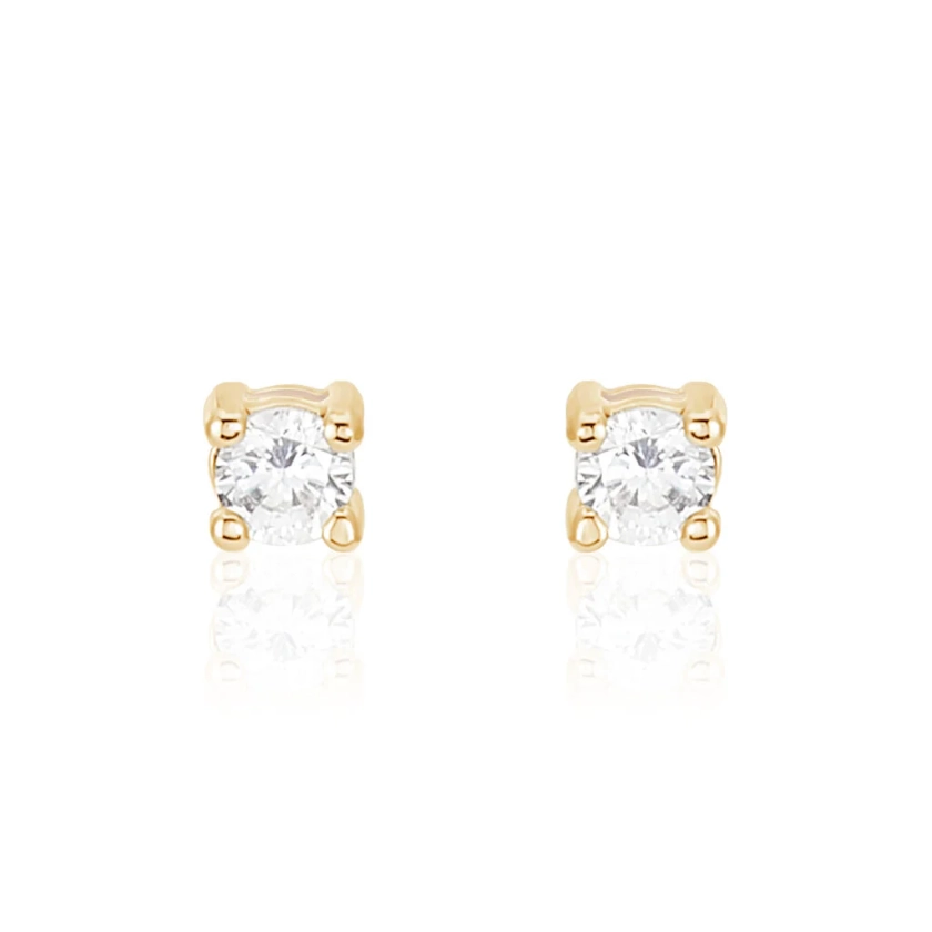 Boucles d'oreilles fantaisie Plaqué or Oxyde de Zirconium 4 griffes Jaune - FQOFJZW4190 • Histoire d'Or