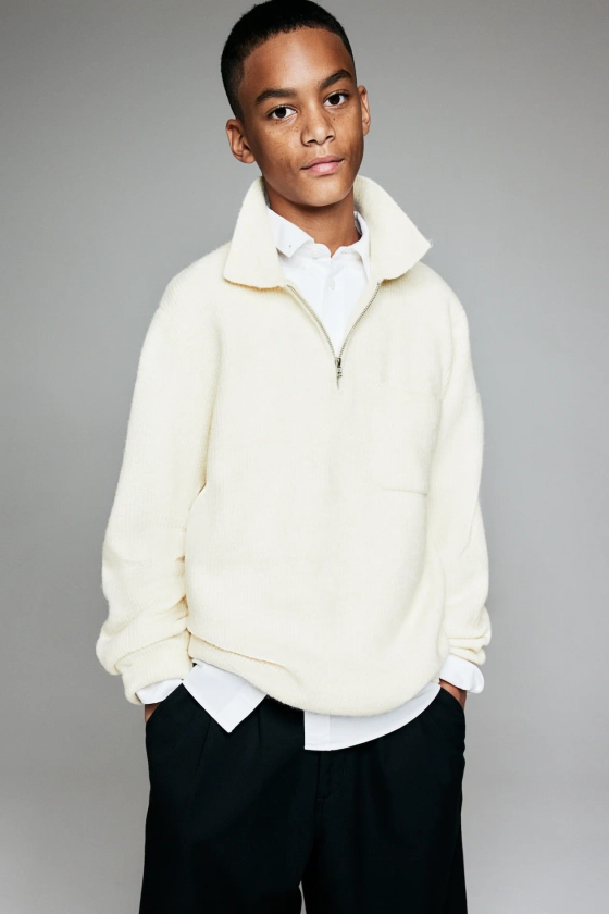 Zip-top polo jumper - Cream - Kids | H&M GB