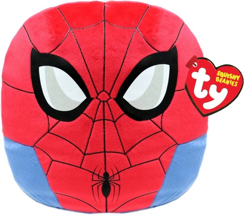 Ty - Marvel Squish a boos - Coussin Spiderman 35 cm - TY39352 - Rouge, Bleu - Dès 3 Ans