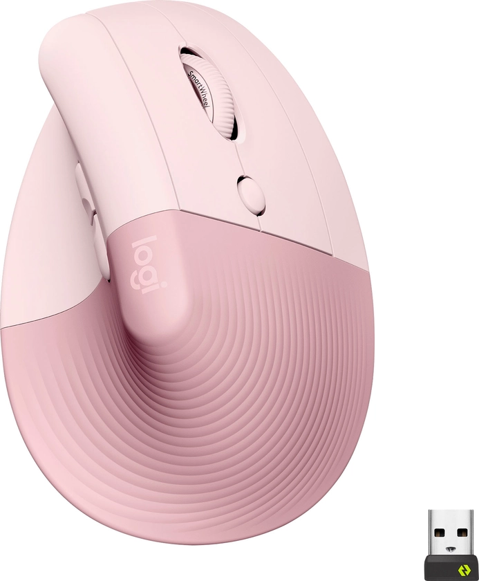 Logitech Lift Vertical Wireless Ergonomic Mouse with 4 Customizable Buttons Rose 910-006472 - Best Buy