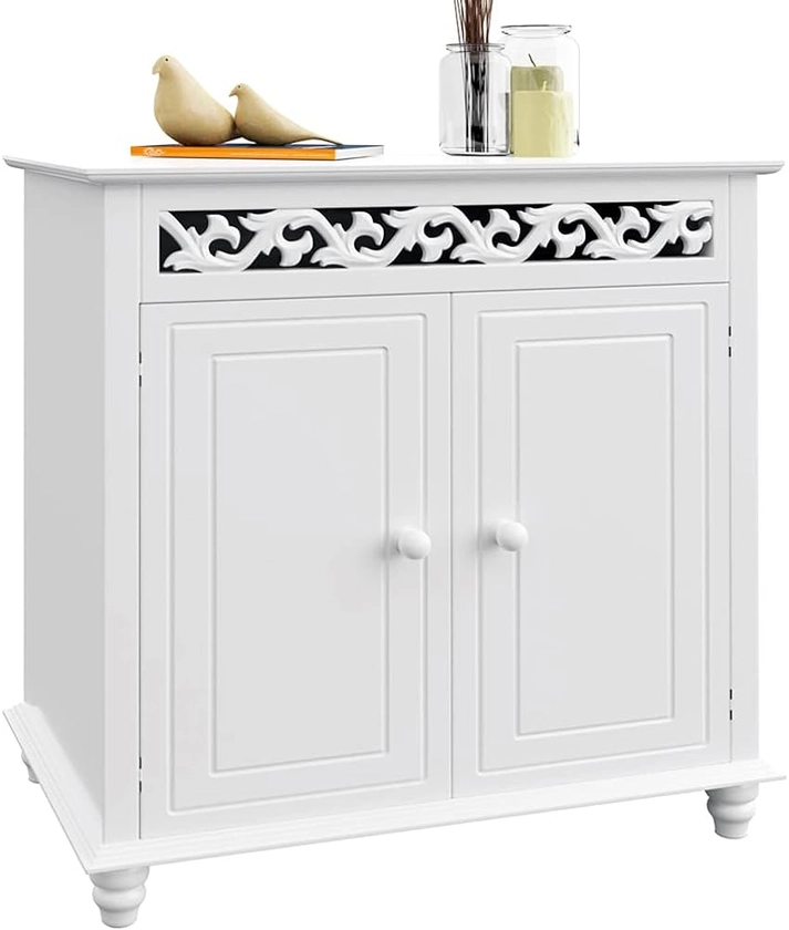 CASARIA Dresser Jersey With 2 Doors | 76x65x35cm | Bathroom Storage Cabinet | Shoe Cabinet | Sideboard | Living Room Furniture | Kitchen Cupboard | White : Amazon.co.uk: Home & Kitchen