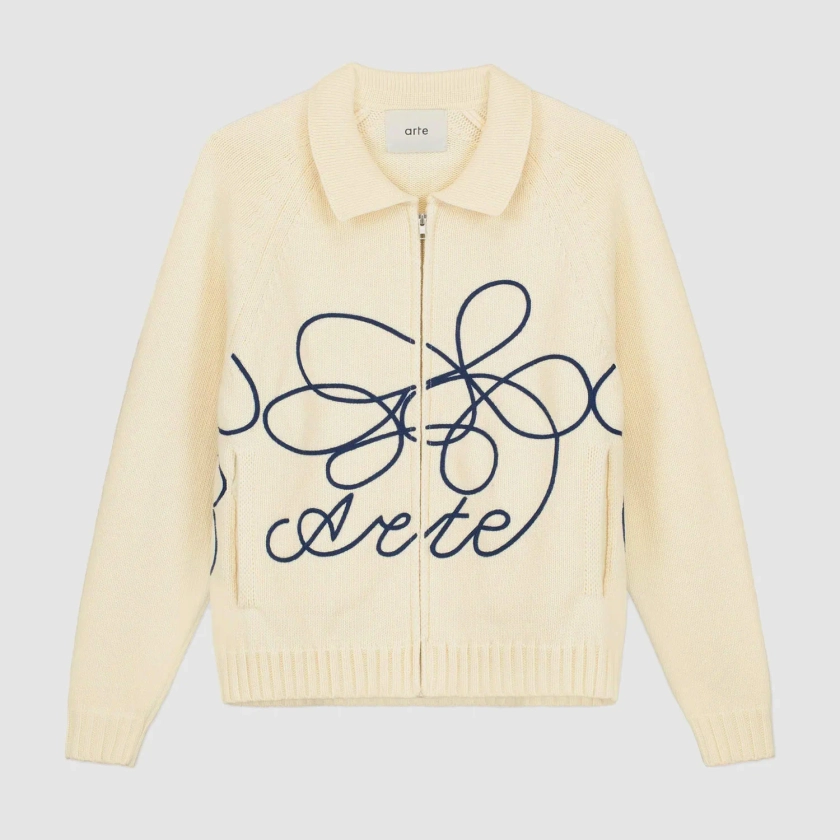 Tricot avec logo fleuri - Crème