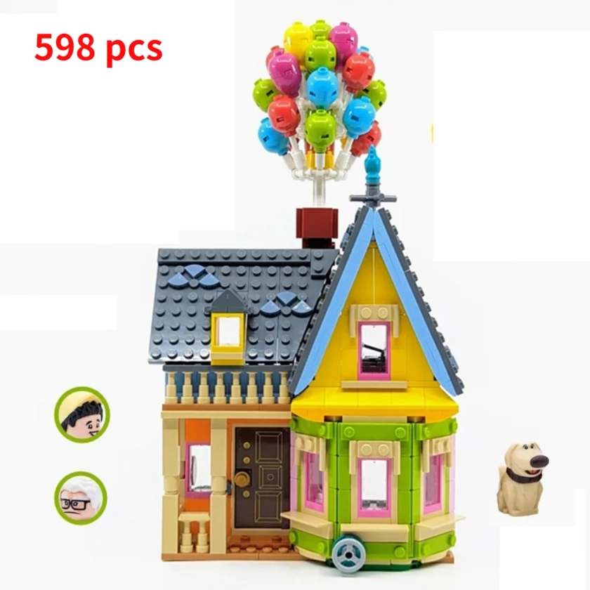 House Building Blocks Model Kit Brinquedos para Meninos, Presentes de Aniversário, Decoração de Casa, Filme, Acima, Casa Voadora, Construção, 43217