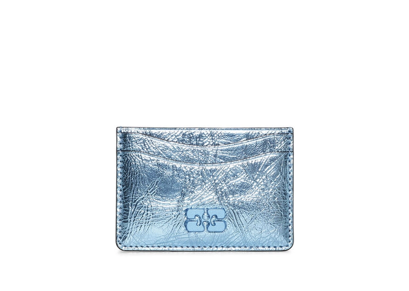 Blue Metallic GANNI Bou Card Holder | GANNI US