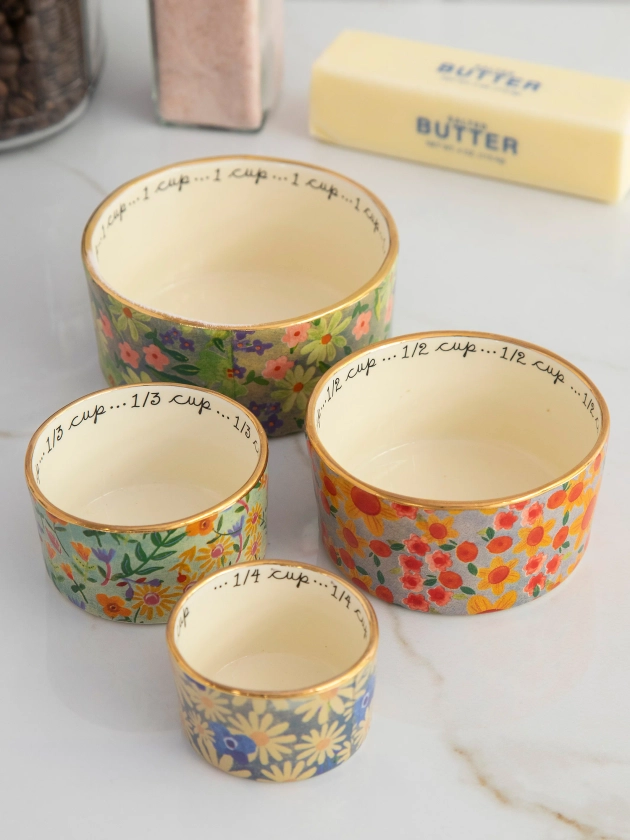 Ceramic Nesting Measuring Cups - Multi Floral – Natural Life