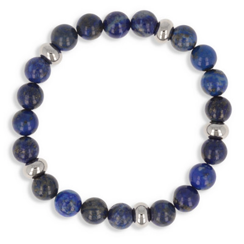 Bracelet élastique 60MM en pierre naturelle Lapis Lazuli et séparation en acier 2COLORS | MATY