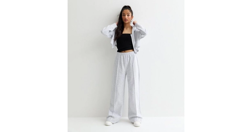 Girls Grey Marl Seam Front Joggers | New Look