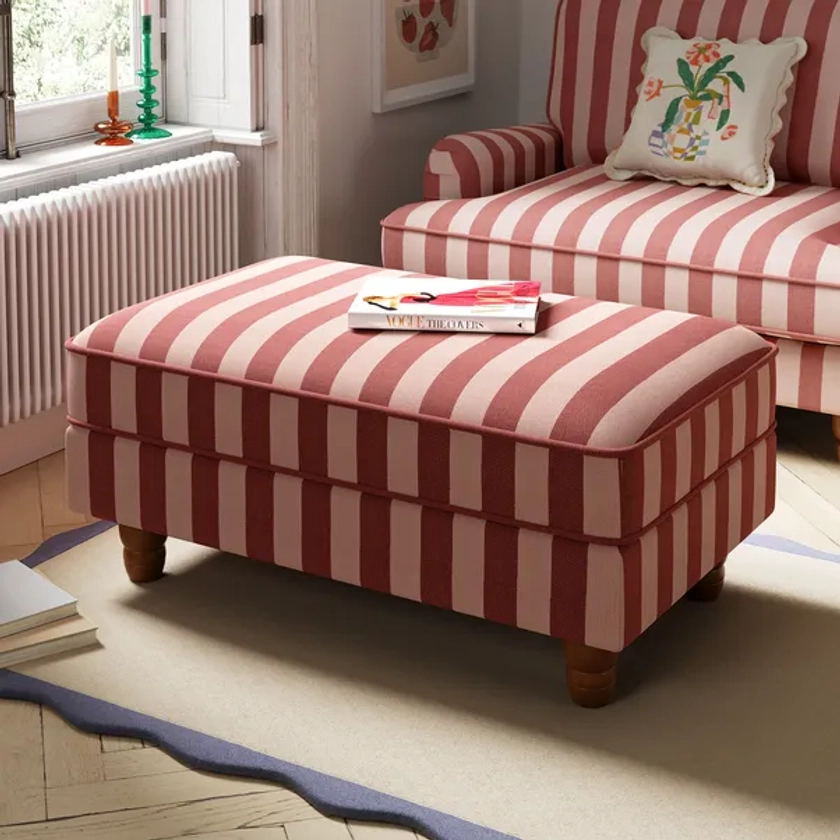 Beatrice Two Tone Woven Stripe Large Storage Footstool