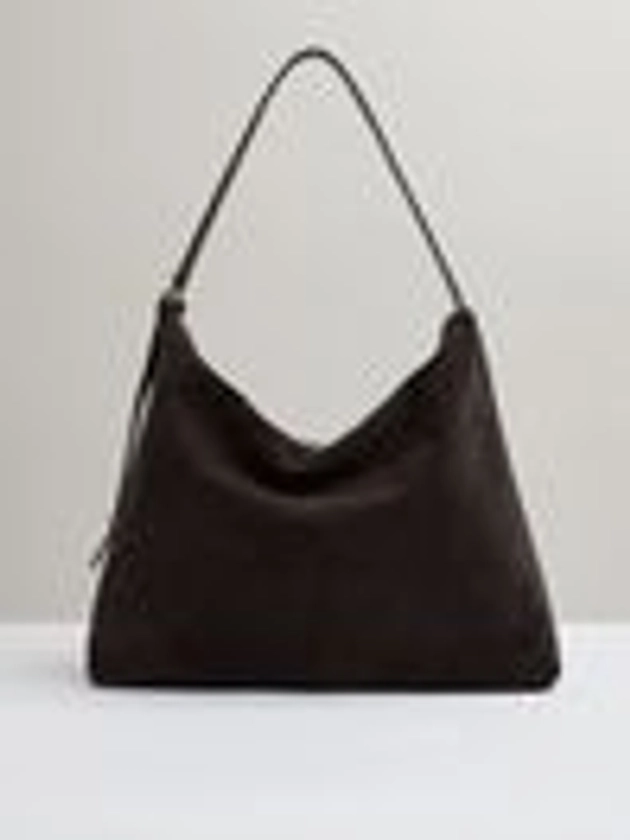 Grained Leather Tote Bag in Chocolate