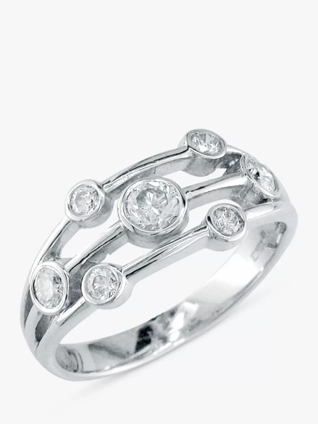 E.W Adams 18ct White Gold 3 Row Diamond Ring