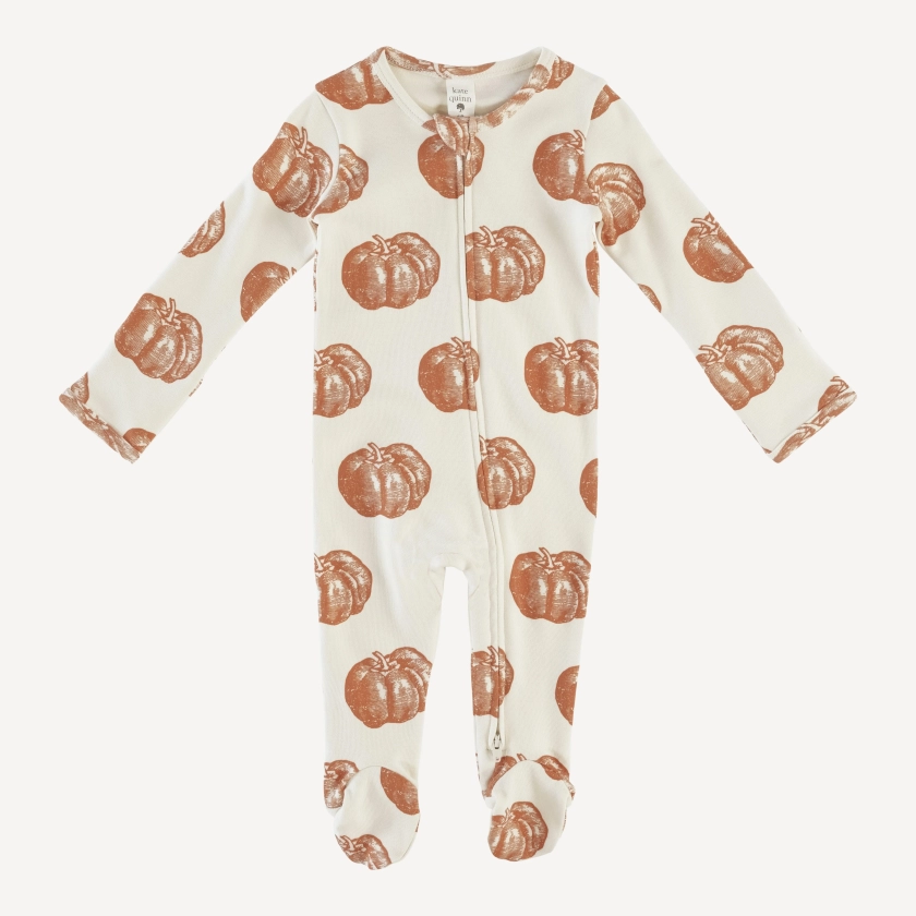 long sleeve zipper footie | harvest pumpkin | organic cotton interlock