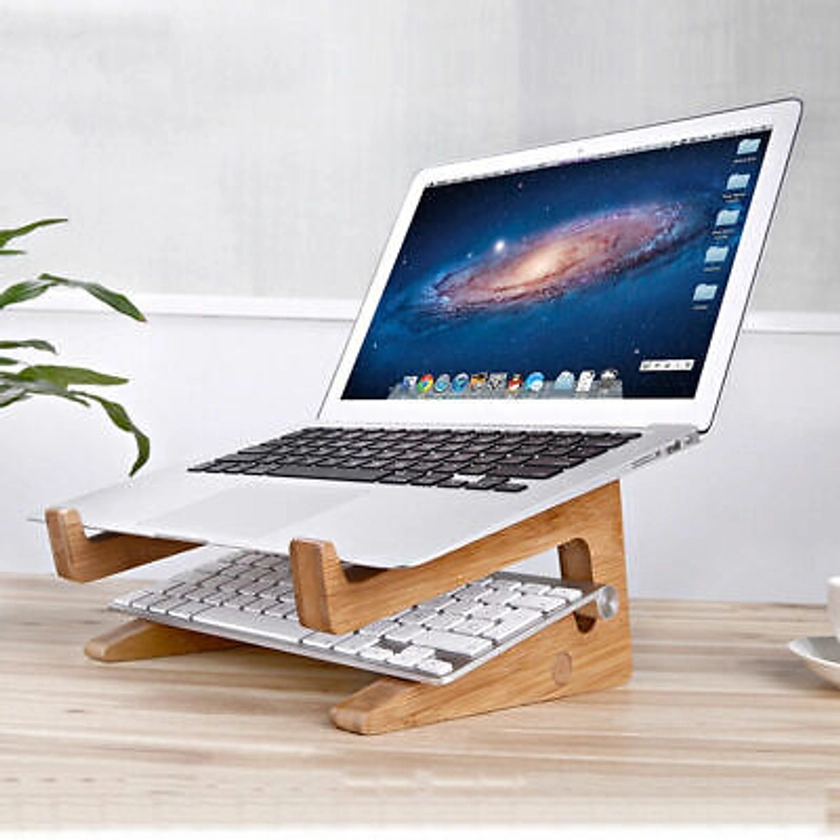 Wooden Detachable Desk Stand Holder Mount For Macbook Tablet PC Laptop Notebook  | eBay