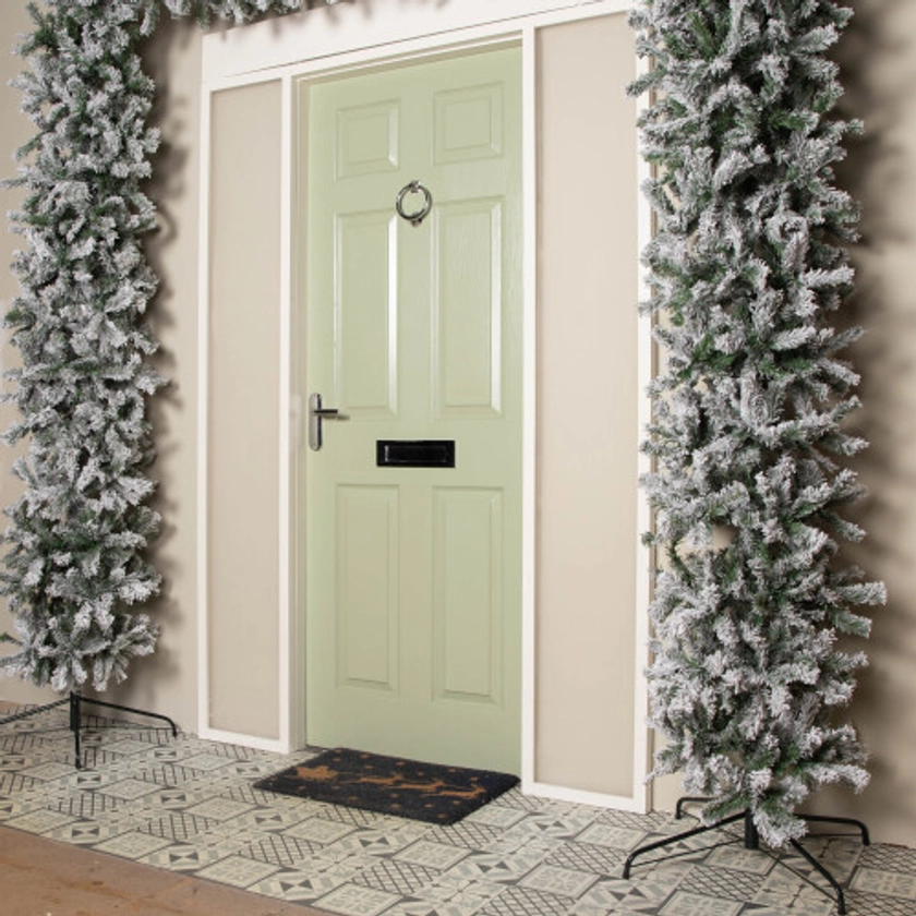 8ft Double Door Snow Flocked Christmas Tree Arch in Green with 2000 Tips on OnBuy