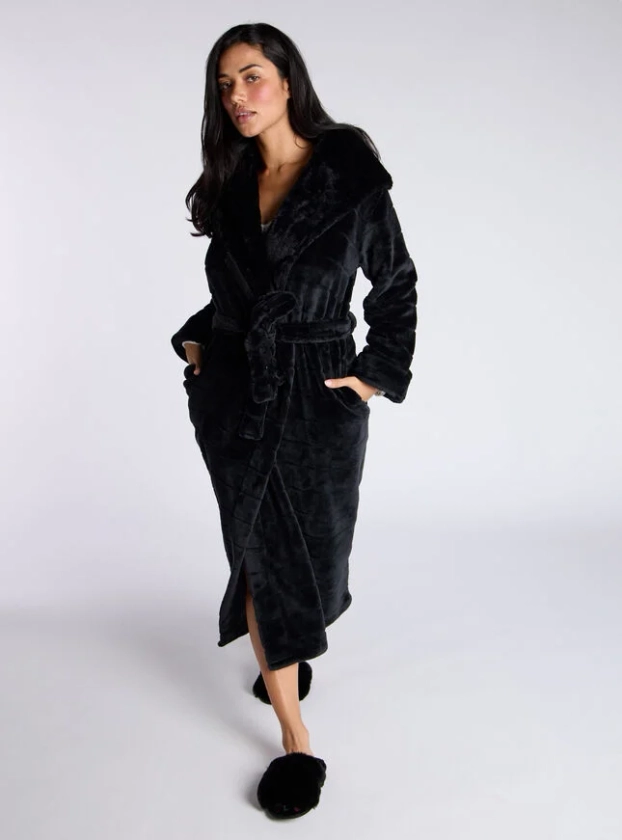 Fluffy Cut Fur Long Dressing Gown | Boux Avenue