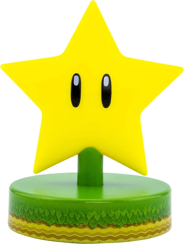 Paladone Mario Super Star 3D Icon | Licence officielle Nintendo Collection | Idée cadeau unique | Veilleuse lumineuse ou lampe de bureau | Alimenté par 2 piles AAA, jaune