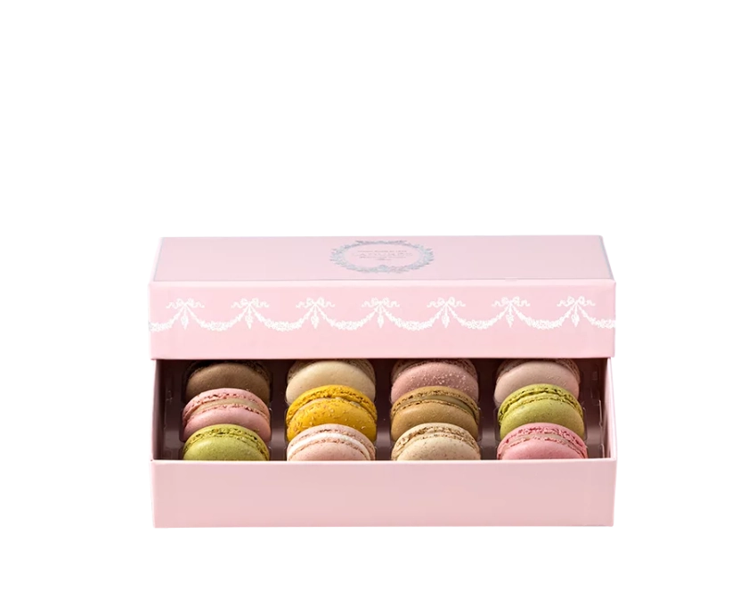 "Intemporel" 12 macarons gift box - Pink
