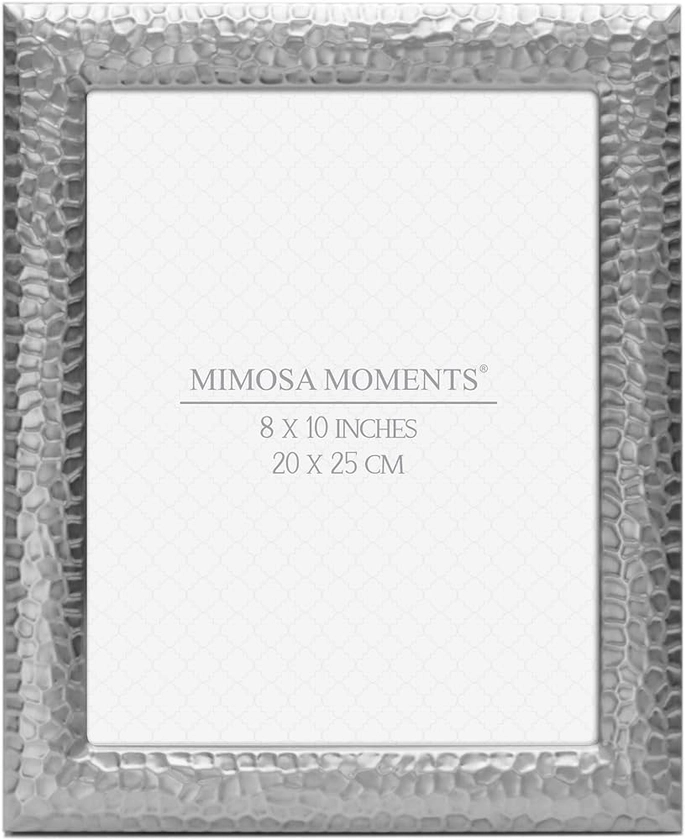 MIMOSA MOMENTS Hammered Metal picture Frame (Pewter, 8x10)