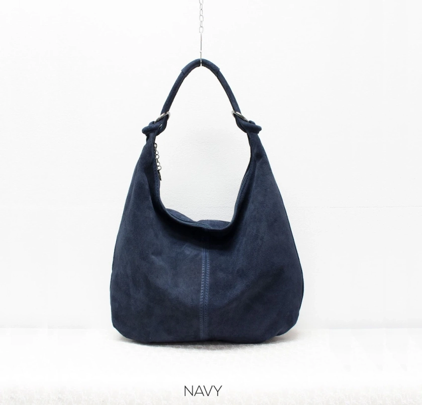 Genuine Suede Leather Navy Hobo Shopper Bag Everyday Practical Leather Bag Gift for Her Suede Shoulder Bag Suede Handbag Large Shoulder Bag - Etsy Canada