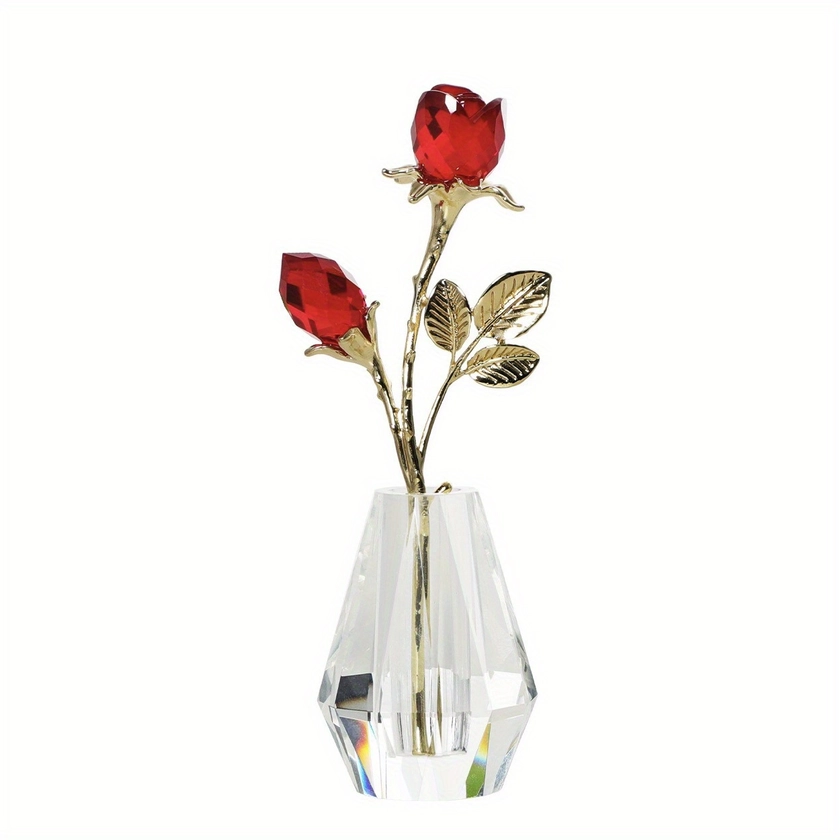 Crystal Rose Statue Vase Home Decoration Collection - Temu