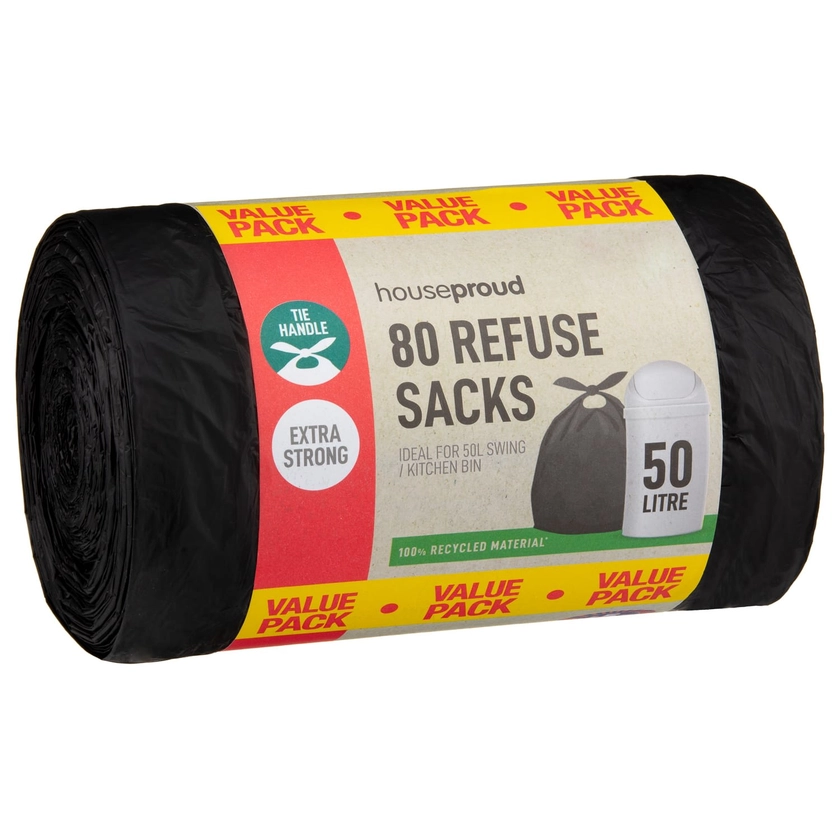 Houseproud Extra Strong Refuse Sacks 80pk