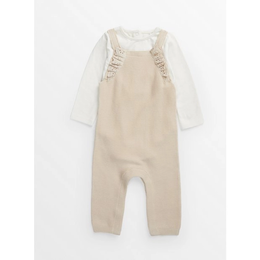 Buy Cream Knitted Dungaree Set 9-12 months | Outfits and sets | Tu